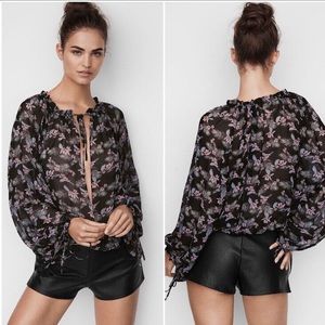 NWOT Victorias Secret Sheer Open Front Blouson Bodysuit